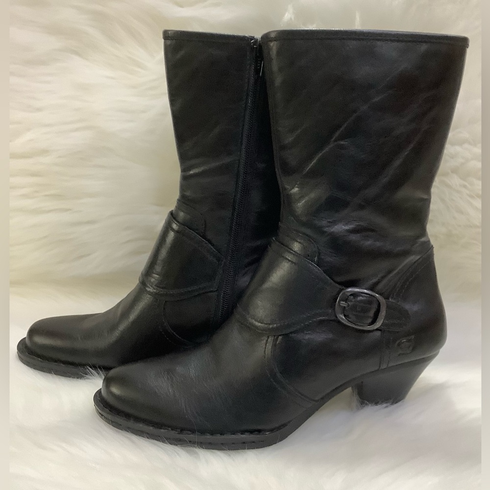LIKE NEW 🖤BORN Pavan Black Mid Calf Moto Boots - Picture 4 of 14